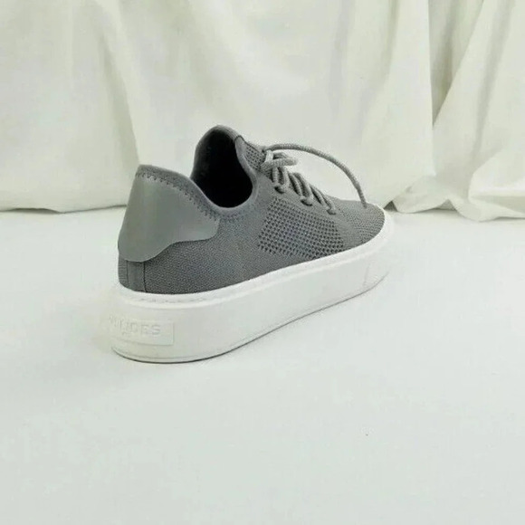 J Slides Women's Lace Up Mesh Fabric Embellished Heel Logo Gray Fashion Sneakers - Picture 6 of 12